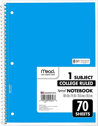 Miniatura 7 de Mead Cuaderno de espiral, paquete de 12 cuadernos con espiral de 1 materia, cuadernos escolares de color pastel, 70 páginas