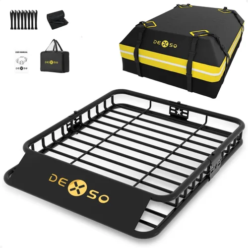 Miniatura 18 de DEXSO Cesta universal para portaequipajes de techo de 46 x 36 pulgadas, capacidad de 200 libras, soporte de equipaje resistente para SUV, camiones