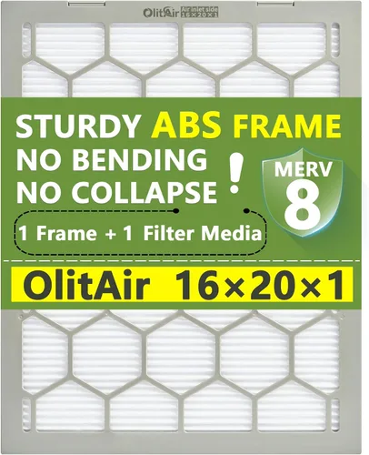 Miniatura 21 de 16x25x1 MERV 13 Filtro de aire para caldera/aire acondicionado, 7 paquetes de filtros reemplazables de plástico ABS reutilizables con marco
