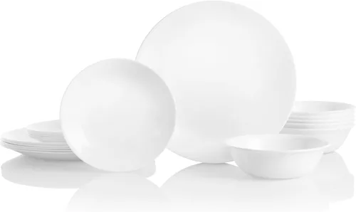 Miniatura 9 de Corelle Vitrelle Juego de vajilla de 18 piezas para 6 personas, juego de platos y cuencos de vidrio de triple capa y resistentes a roturas y Acadia