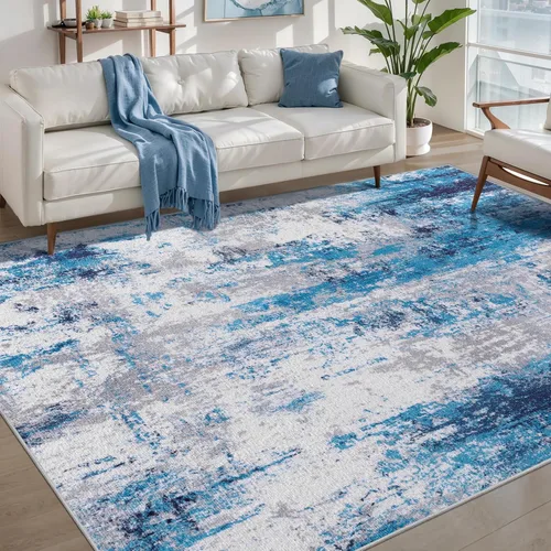 Miniatura 44 de Ciicool Alfombra de pasillo lavable de 2 x 6, alfombra moderna abstracta para pasillo, antideslizante, delgada, ligera, con estampado gris marino