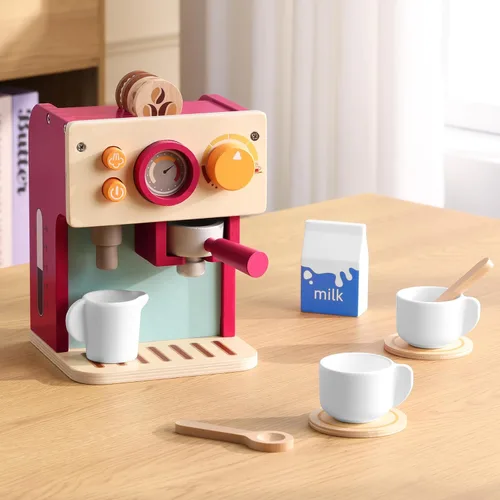 Miniatura 2 de GAGAKU Máquina de café de madera para niños pequeños, juguetes de aprendizaje Montessori para niñas y niños de 3, 4, 5 años, accesorios de cocina
