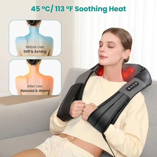 Miniatura 3 de Nekteck - Masajeador Shiatsu para el Cuello con Alivio del Dolor, Tejido Profundo con Calor, Almohada de Masaje de Amasamiento 3D, Masajeador