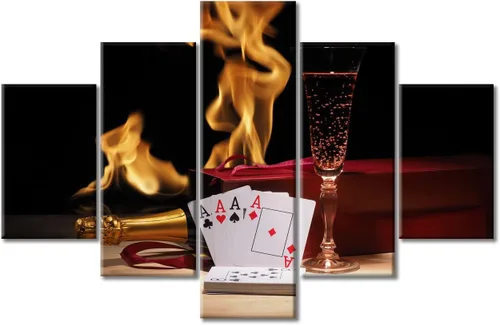 Miniatura 70 de TUMOVO 5 paneles para decoración del hogar, fichas apiladas, obras de arte modernas y contemporáneas grandes para bar, pub, club, fotos, tarjetas