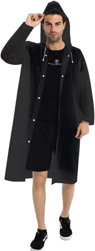 Miniatura 34 de Abrigos de lluvia (paquete de 2) – Ponchos de lluvia reutilizables de EVA para adultos, chaquetas impermeables para hombres y mujeres