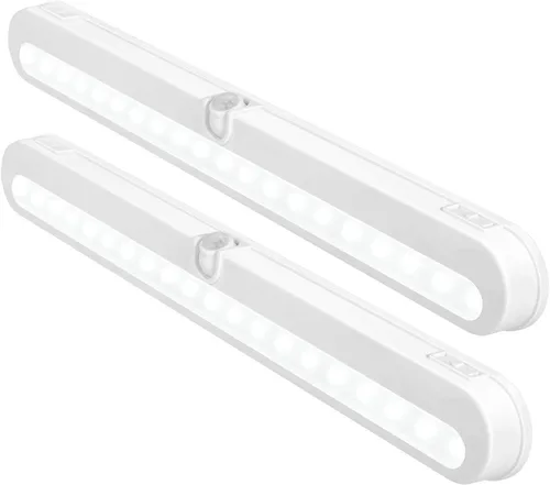 Miniatura 9 de BLS T01L - Luz LED para armario, súper brillante, 20 LED, iluminación debajo del gabinete, alimentada por batería/entrada de CC, luz inalámbrica