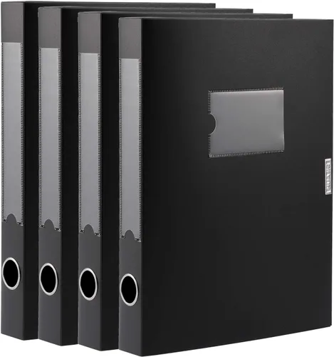 Miniatura 10 de HUA JIE Cajas de almacenamiento A4 de plástico con tapa, organizador de carpetas de archivos, caja de archivos para oficina, papel tamaño carta