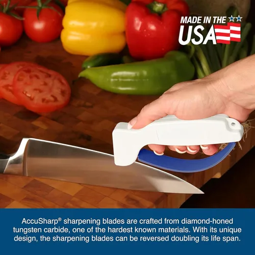 Miniatura 7 de AccuSharp Knife Sharpener, Ergonomic Comfortable Handle, Compact & Easy to Use, Restore and Hone Straight & Serrated Knives, White