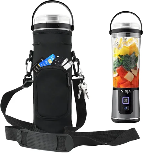 Funda de almacenamiento para licuadora portátil Ninja Blast con correa para el hombro y bolsillo para accesorios Compatible con Ninja Negro