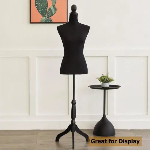 Miniatura 6 de Maniquí de cuerpo de maniquí de altura ajustable con trípode para ropa, vestido de mujer, exhibición de joyas, color negro