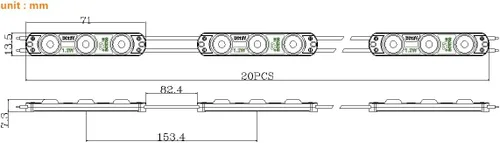 Miniatura 4 de Q QINGCHEN Módulo LED azul DC12V 1.2W para letreros publicitarios de caja de luz con cinta adhesiva en la parte trasera (paquete de 200 unidades)