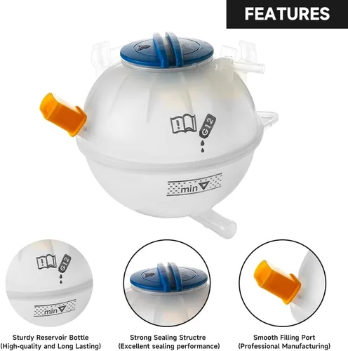 Miniatura 4 de Depósito de refrigerante para radiador con botella de expansión y desbordamiento con tapa y sensor - Compatible con Volkswagen Passat CC Golf GTI
