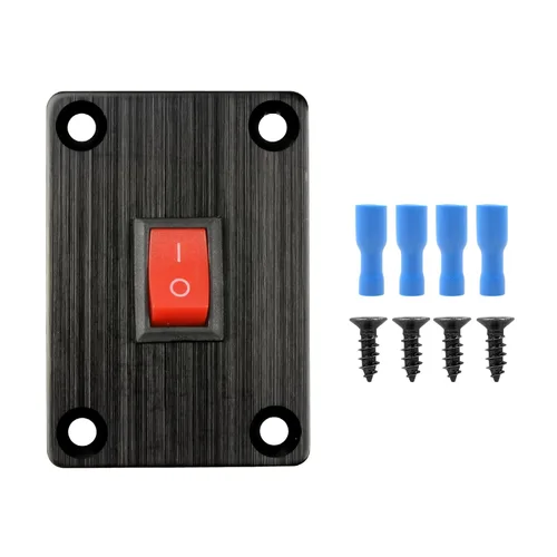 Miniatura 9 de 1 pieza Interruptor basculante negro KCD1 para barco, interruptor de panel SPST de 2 posiciones y 2 pines, 6A 250V CA 10A 125V CA, con 4 piezas