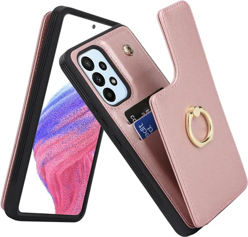 Miniatura 29 de Lipvina Funda para Samsung Galaxy A03s con tarjetero, Galaxy A03s Funda tipo cartera para mujer, tarjetero de crédito, soporte de anillo, fundas