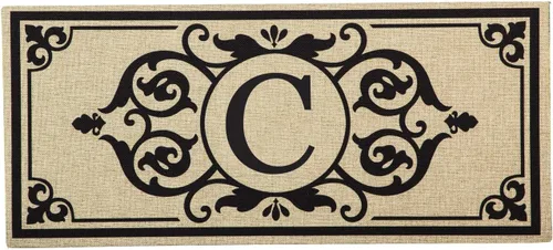 Miniatura 6 de Evergreen Flag Cambridge Monogram Letra A Burlap Sassafras Switch Mat 22" x 10