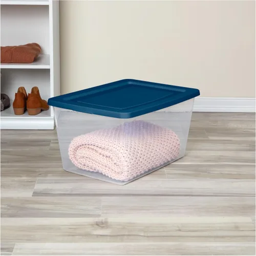 Miniatura 6 de Sterilite Paquete de 8 cajas de almacenamiento, contenedores apilables de plástico transparente, organizadores ligeros para el hogar con tapas a