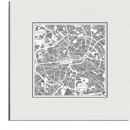 Miniatura 75 de O3 Design Studio Mapa de corte de papel Madrid negro mate de 20 x 20 pulgadas