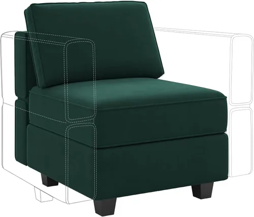 Miniatura 43 de Belffin Módulo de Almacenamiento con Otomana para Sofá Seccional Modular Asiento Cuadrado Cubo de Terciopelo Azul