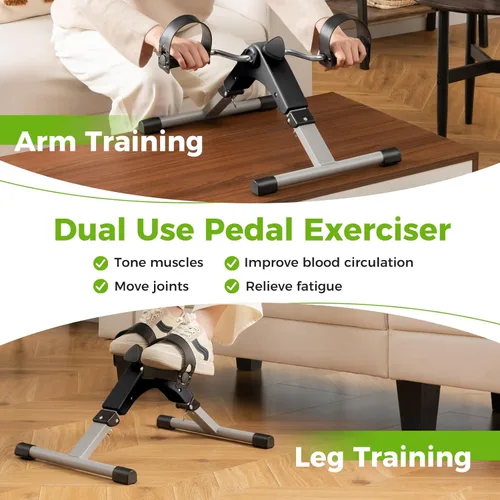 Miniatura 3 de GYMAX Ejercitador de pedales de bicicleta para debajo del escritorio, mini bicicleta estática plegable con pantalla LCD para entrenamiento de brazos