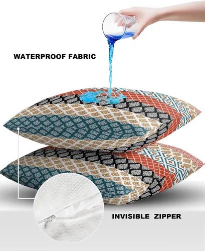 Miniatura 4 de Fundas de almohada impermeables para exteriores, fundas de almohada lumbares, estilo bohemio, diseño de rayas, tribal, estilo bohemio, fundas