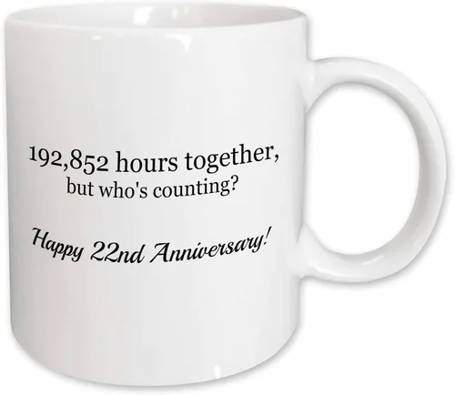 Miniatura 9 de 3dRose mug_224667_4 Happy 22nd Anniversary 198852 Hours Together - Taza de 11 onzas, color negro