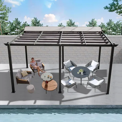 Miniatura 11 de Domi Pergola 10 x 10 pies, pérgolas retráctiles, pérgola con rejilla, pérgolas y cenadores, pérgolas al aire libre, pérgola independiente, toldo
