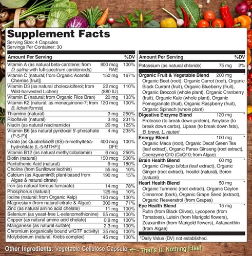 Miniatura 2 de NATURELO Multivitamínico de alimentos integrales para mujeres mayores de 50 años (sin hierro) con vitaminas, minerales y extractos orgánicos