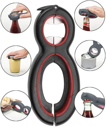 Miniatura 5 de Paquete de 2 abridores de botellas y abrelatas multifunción para manos débiles, artritis mayores, ancianos, mujeres, personas mayores