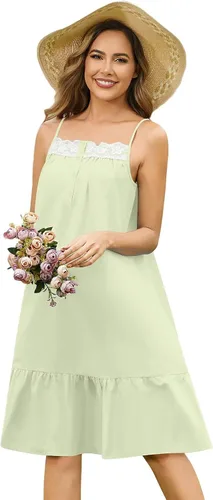 Miniatura 9 de YOZLY - Camisones de algodón sin mangas para mujer, camisón de tanque de noche con bolsillos