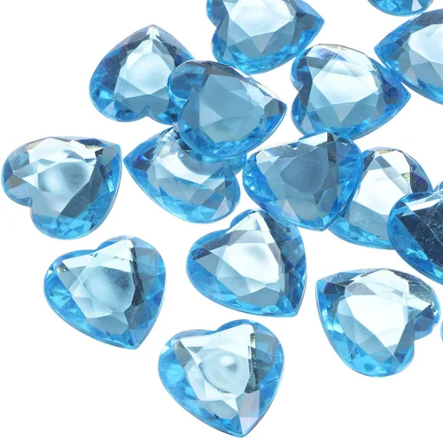 Miniatura 17 de MECCANIXITY 20 piezas de diamantes de imitación acrílicos de corazón de 0.787 pulgadas (0.787 in) con parte trasera plana, gemas de plástico
