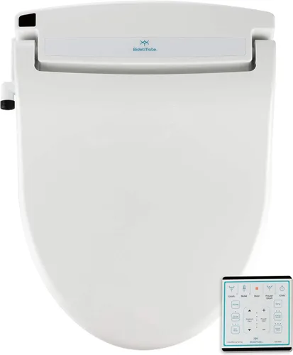 BidetMate Asiento de inodoro inteligente serie 1000 con agua calentada, control remoto inalámbrico y secadora de aire caliente, asiento de bidé