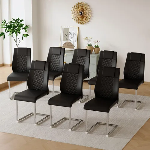 Miniatura 25 de gopop Juego de 4 sillas de comedor, modernas sillas de cocina y comedor con patas de metal galvanizado, sillas laterales tapizadas para comedor