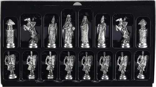 Miniatura 3 de Juego de ajedrez de metal otomano vs bizantino para adultos, piezas hechas a mano y diseño de mosaico, tablero de ajedrez de madera, tamaño King