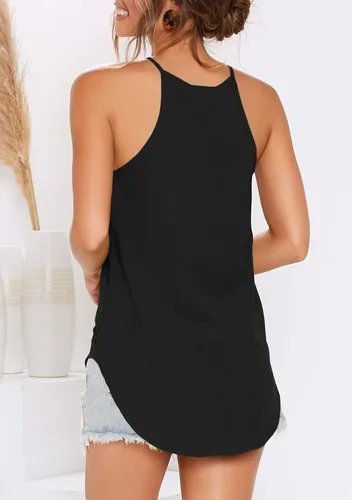 Miniatura 4 de OYANUS Camisetas sin mangas para mujer, de verano, para la playa, cuello halter, casuales, básicas, sueltas, tipo túnica, camisetas sin mangas