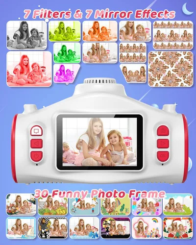 Miniatura 7 de Cámara para niños, cámara para niños con proyector, ofrece proyección, fotografía de 48 MP, grabación de video de 1080p, cámara digital para niños