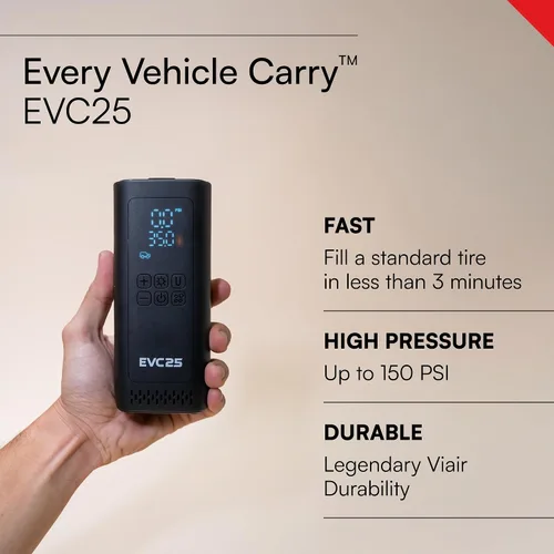 Miniatura 2 de Viair Every Vehicle Carry EVC25 - Compresor portátil recargable - Indicador LED con preajuste - Inflador de neumáticos ideal para autos compactos
