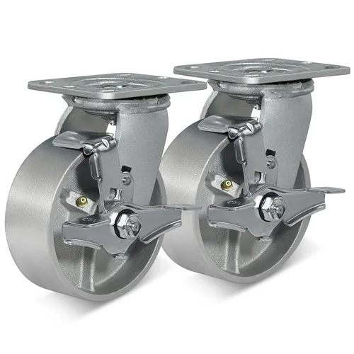 Miniatura 48 de Ruedas giratorias de 4 x 2 pulgadas, ruedas industriales resistentes, ruedas giratorias con rodamiento de rodillos - Ruedas de hierro fundido