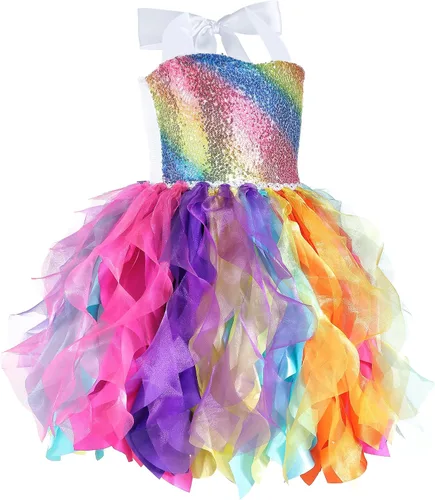Miniatura 8 de Vestido tutú para niñas, vestido de tul con lentejuelas, vestido de princesa para niñas pequeñas, disfraz de fiesta de cumpleaños brillante