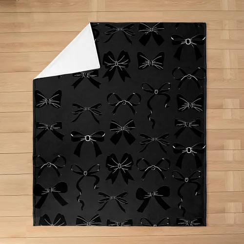 Miniatura 2 de Castle Fairy Black Bow Blankets,Bowknot Printed Flannel Blanket,Kids Girls Boys Adult Butterfly Tie Pattern Fleece Blanket Modern Black Office Chair