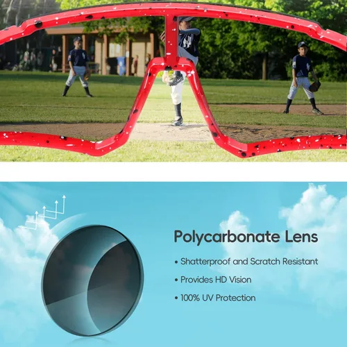 Miniatura 15 de Paquete de 2 lentes de sol de béisbol para niños y jóvenes, gafas de sol deportivas para niños y niñas, gafas de golf para ciclismo, correr, golf