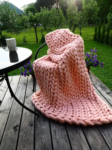 Miniatura 20 de Manta de punto grueso de 50 x 60 pulgadas, manta gigante tejida a mano con hilo 100% de lana merina, hecha a mano para cama, sofá, manta bohemia
