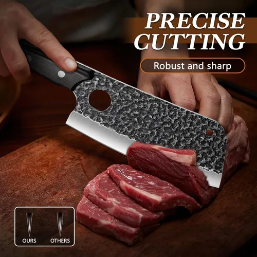 Miniatura 2 de Huusk Juego de cuchillos de chef serbio - Juego de 6 cuchillos de carnicero forjados a mano para cortar carne, cuchillos vikingos con bolsa