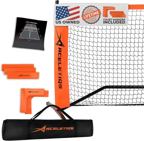 Sistema de red de pickleball portátil para interiores y exteriores | 22 pies de largo tamaño reglamentario completo red de bolas | Incluye