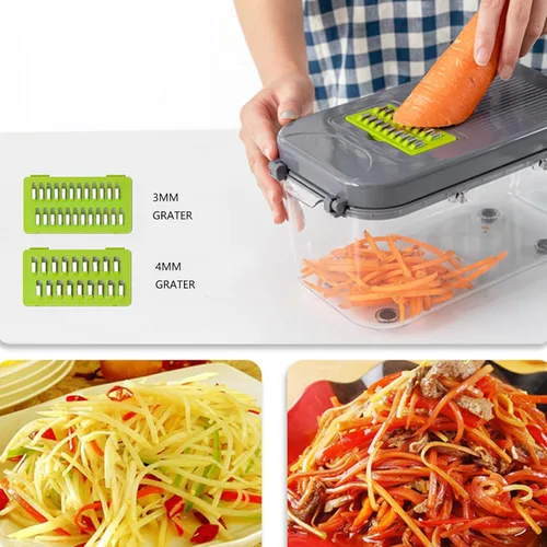 Miniatura 7 de Picador de verduras - Picador de cebolla profesional 22 en 1 - Picador multifuncional de alimentos con separador de huevos - Cortador de verduras