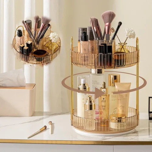 shuang qing Organizador de Maquillaje Giratorio para Tocador, Almacenamiento de Maquillaje Transparente para Cuidado de la Piel de Alta Capacidad,