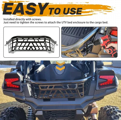 Miniatura 4 de KUAFU Barrera de Carga Compatible con Kawasaki Teryx KRX 1000 2020-2025 2023-2025 KRX4 1000 Estante de Equipaje Cierre de Portaequipajes de Acero