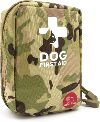 Kit portátil de primeros auxilios para perros, 72 piezas, suministros médicos con termómetro, manta de emergencia, férula bolsa de emergencia para