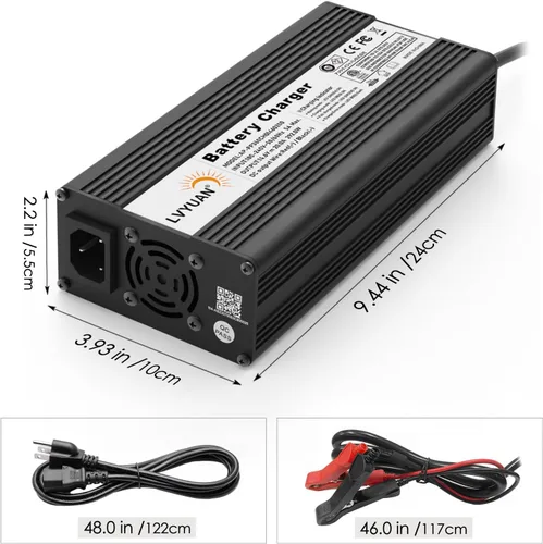 Miniatura 6 de LVYUAN Cargador de batería LiFePO4 de 14.6V 20A, cargador de batería inteligente automático y mantenimiento de desulfatador con chip inteligente