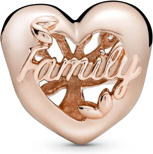 Miniatura 2 de PANDORA Jewelry - Dije de corazón de árbol genealógico calado para mujer, chapado en oro rosa de 14 quilates con circonita cúbica, Metal Oro rosa