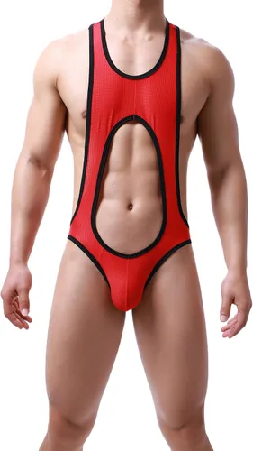 Miniatura 2 de niceone Ropa interior de leotardo travieso con tirantes para hombre, sin espalda, overol de lucha libre, overol gay